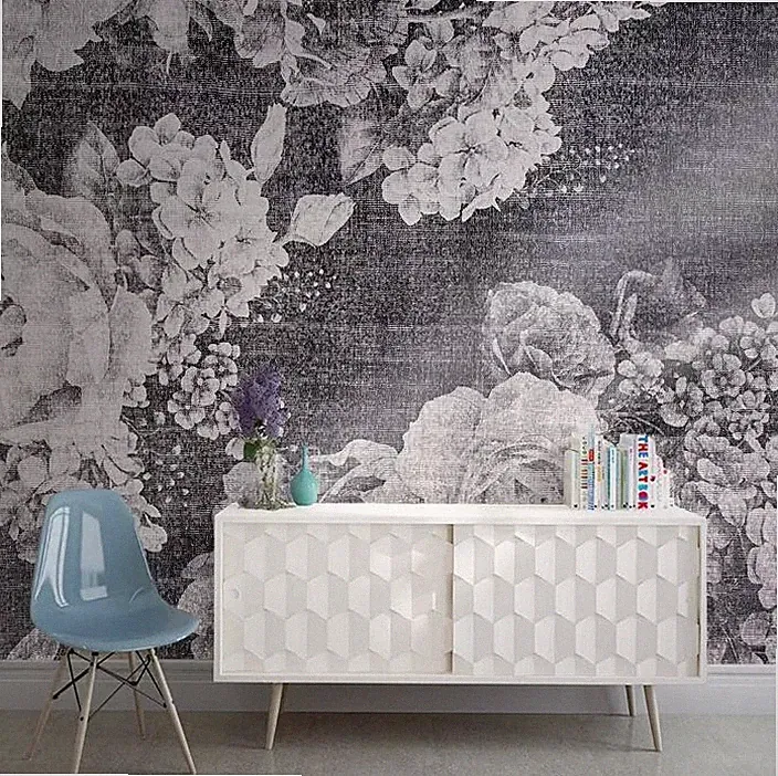 3D Grey Vintage Flower K3732 Wallpaper Mural Self-adhesive Removable Sticker Kay