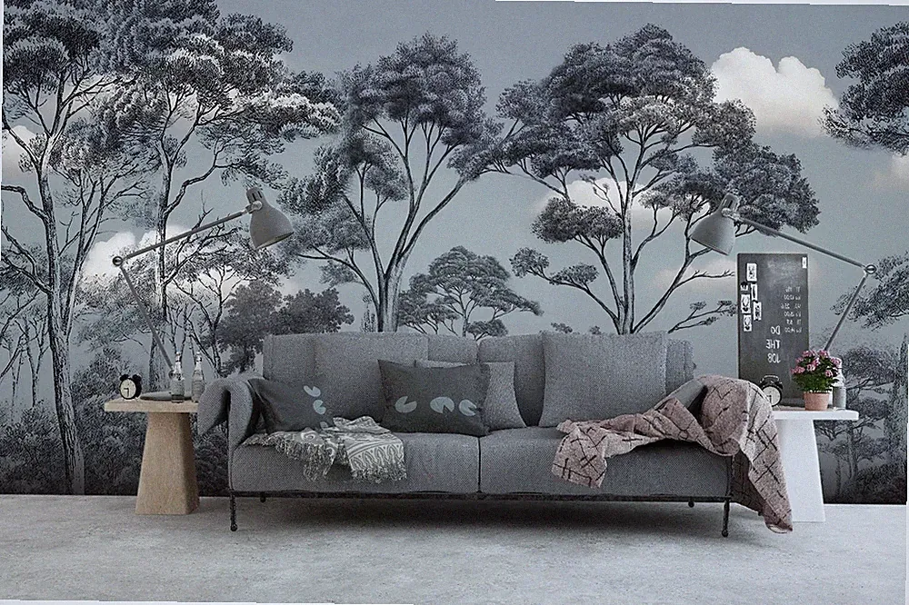 3D Vintage Gray Trees I3945 Wallpaper Mural Self-adhesive Removable Sticker Hone