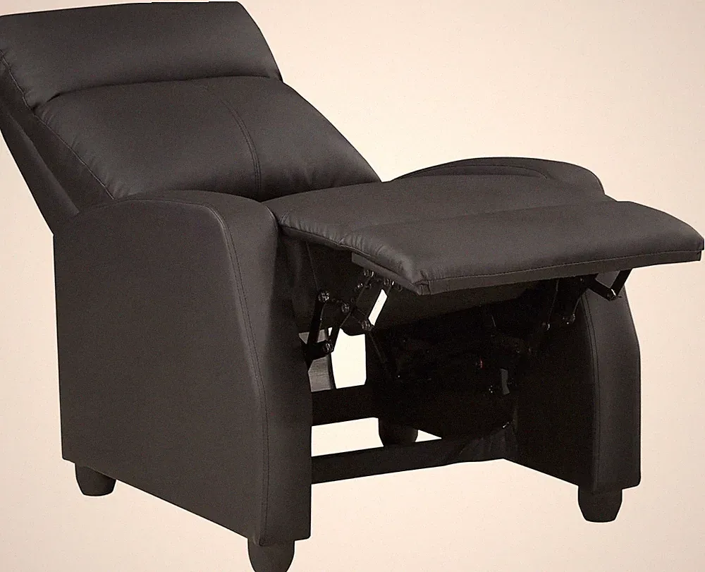 Barbal 27" Faux Leather Push Back Recliner Chair in Black - Stylish Comfort