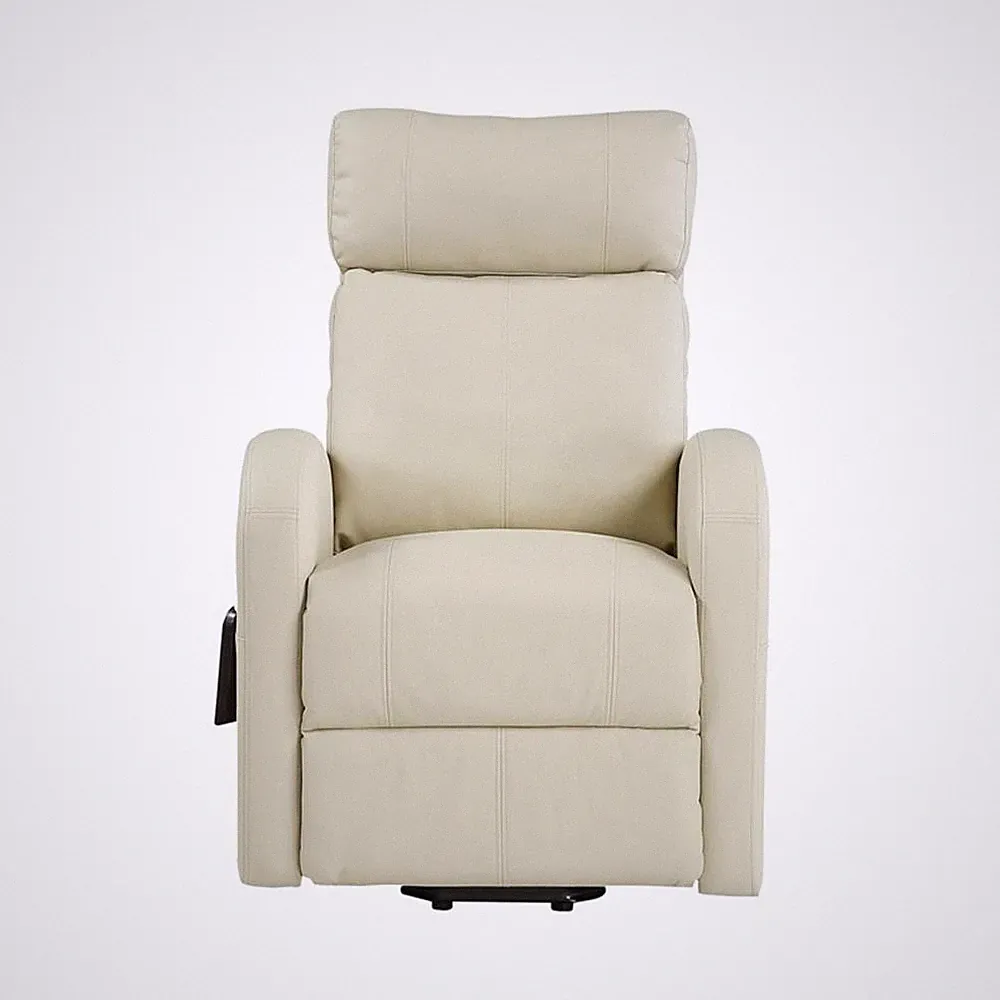 Bowery Hill Contemporary Recliner with Power Lift in Beige PU