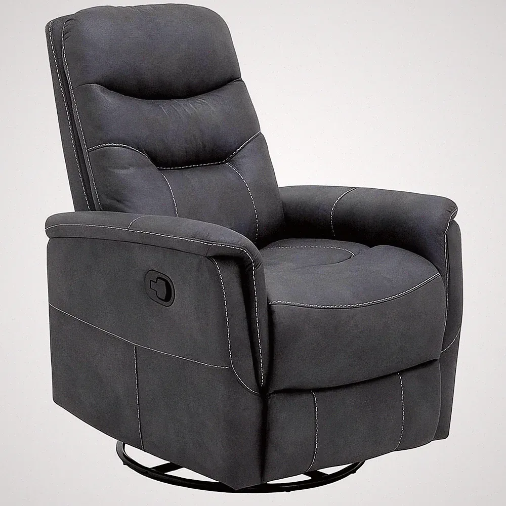 Charcoal Faux Leather Accent Chair, Motion Glider, Swivel, Recliner (2-Pack)
