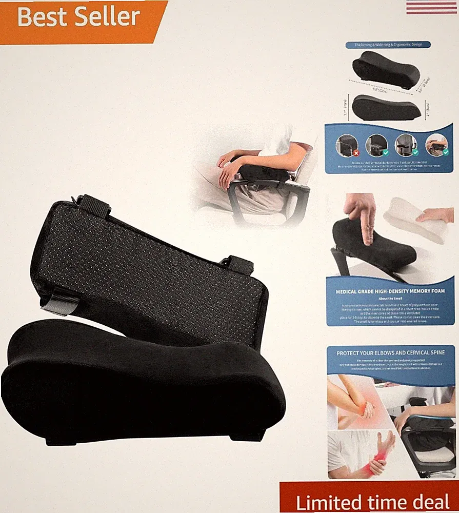 Comfortable Ergonomic Armrest Pads - Perfect for Office/Gaming Chairs (2 Pack)