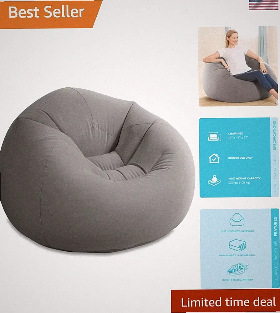 Compact Inflatable Lounge Chair for Indoor/Outdoor Relaxation – 220lb Limit