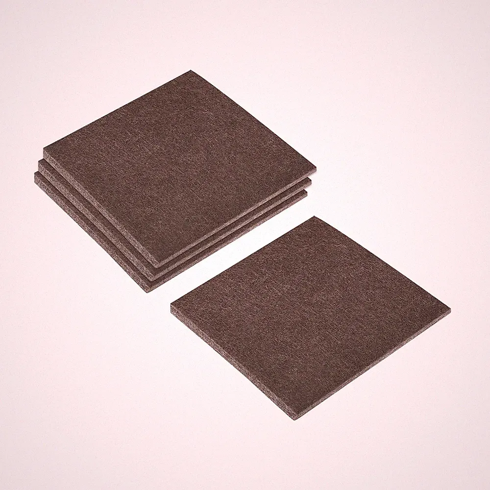 Felt Furniture Pads 3.3"x3.3" Self Adhesive Square Floor Protectors Brown 16Pcs