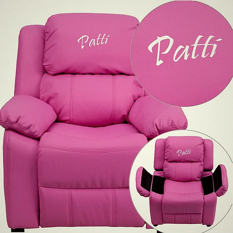 Flash Furniture Hot Pink Vinyl Kids Recliner- BT-7985-KID-HOT-PINK-EMB-GG