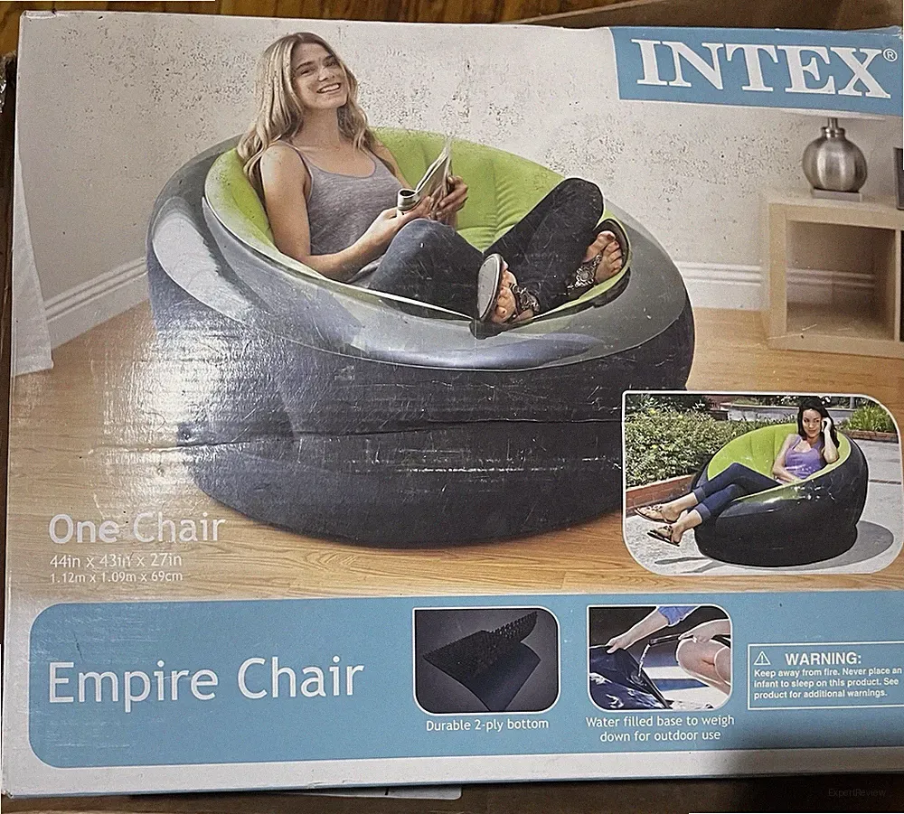 Intex Empire Inflatable Lounge Dorm Camping Chair for Adults, Green