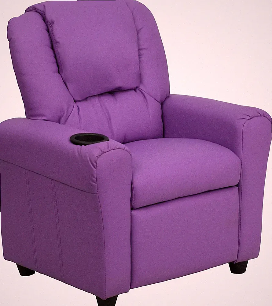 Lavender Kids Recliner with Cup Holder & Safety Recline, Supports 90 Lbs