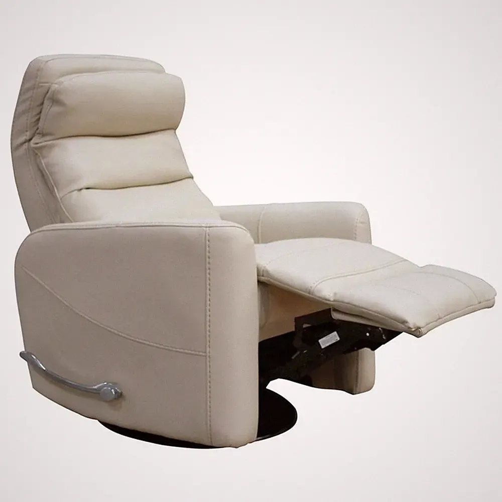 Maklaine Polyester/PU Manual Swivel Glider Recliner in Oyster