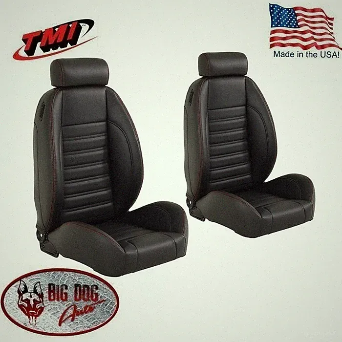 NEW ITEM! TMI Pro-Series Sport Low Back Bucket Seats with Small Headrests, Black