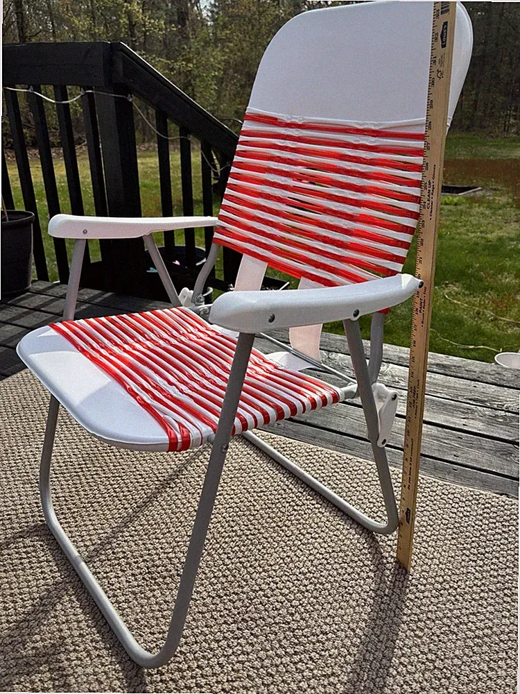New Listing Vintage Jelly Tube Vinyl Aluminum Folding Chair Red&White