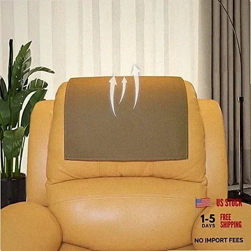Non Slip Headrest Cover for Recliner Chair, Breathable Perforated Leather Brown