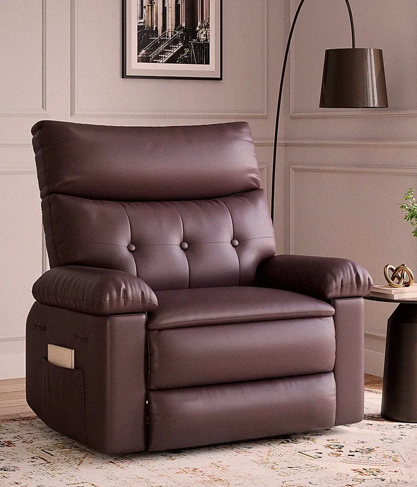 Oversized Faux Leather Recliner Chair - Ultimate Comfort for Living Room & Bedro