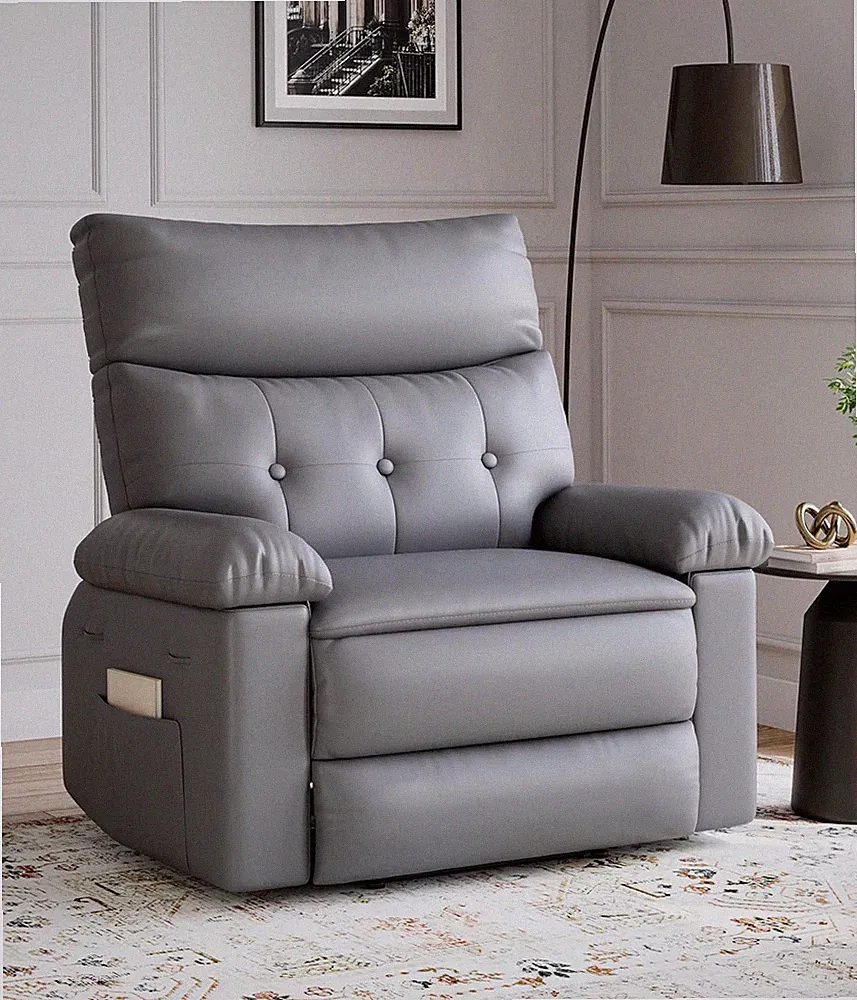 Oversized Faux Leather Recliner Chair with Comfort Arm & Back for Relaxation