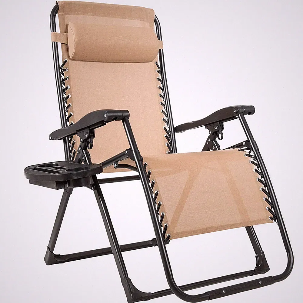Oversized Zero Gravity Chair, XL-Extended Version, Outdoor Recliner w/Cup Holder