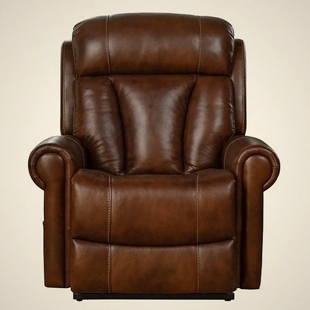 Pemberly Row Top-grain Leather Power Lift Recliner in Tonya Brown