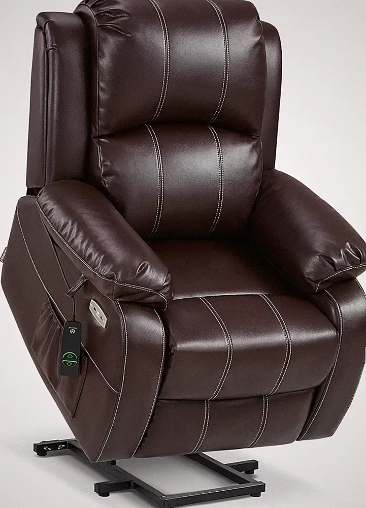 Petite Power Lift Recliner Chair with Massage, Heat & USB - Dark Brown
