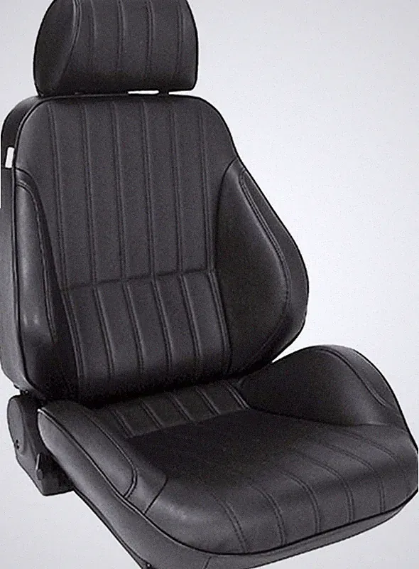Procar Rally XL Recliner Bucket Seat With Headrest; Vinyl; Left/Driver; Black