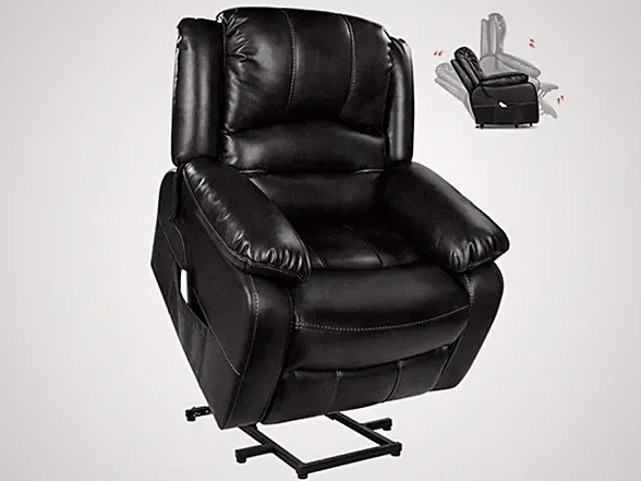 QOMOTOP POWER LIFT FAUX LEATHER RECLINER CHAIR - BLACK