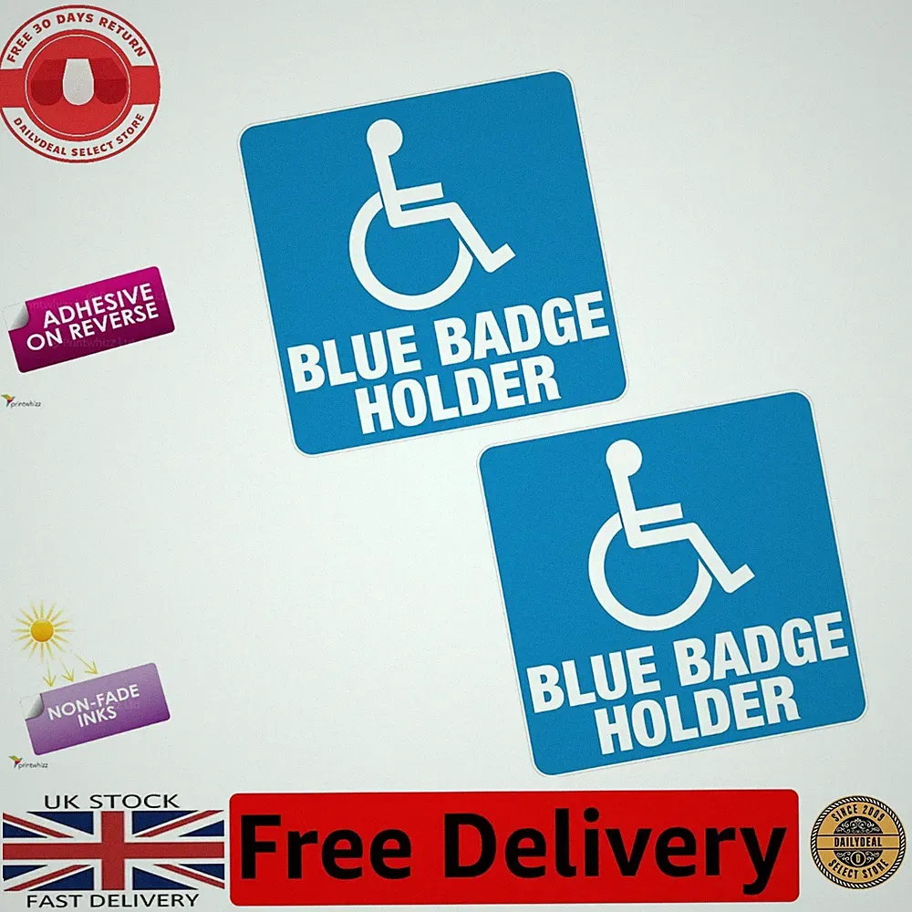 Self-Adhesive Blue Badge Holders (2 Pack) - 100mm x 100mm for Easy Display