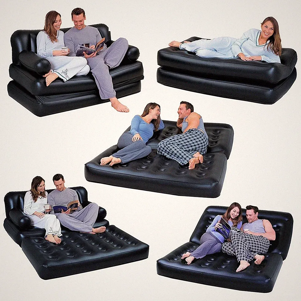 SOFA AIRBED 5 in 1 INFLATABLE DOUBLE COUCH LOUNGER MATTRESS BLOW UP