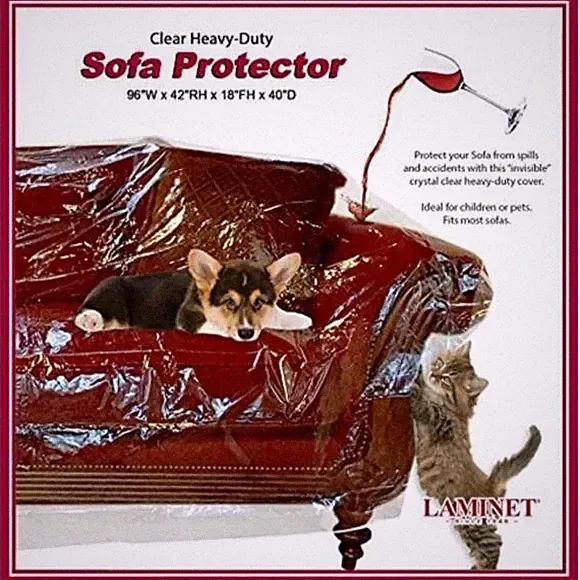 Thick Crystal Clear Heavy-Duty Water Resistant Sofa/Couch Cover Protector, 96" W